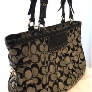 Coach Black and White Canvas Tote